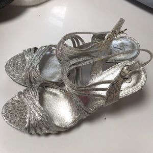 Silver evening sandals